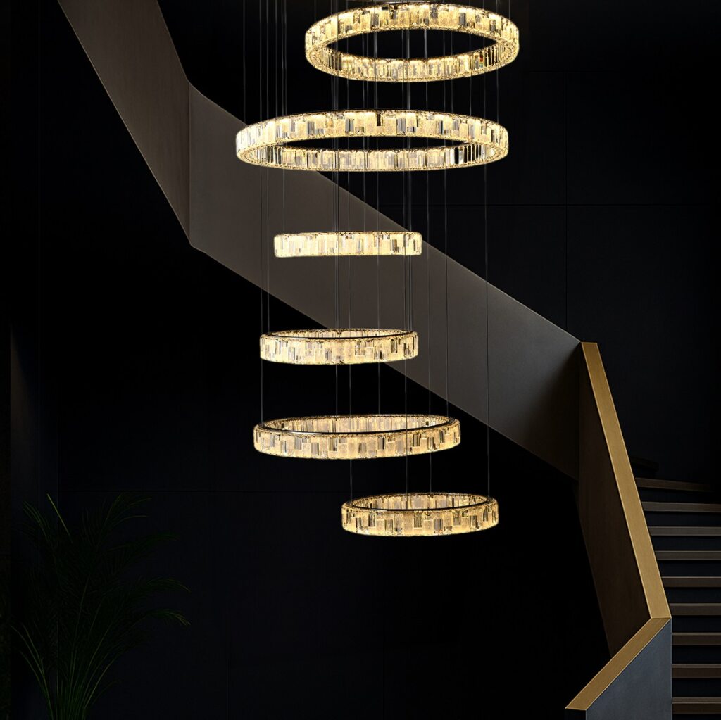 Rias LED 6 Tier Pendant 175W Tri Colour Gold - RIAS PE6T-GD3C