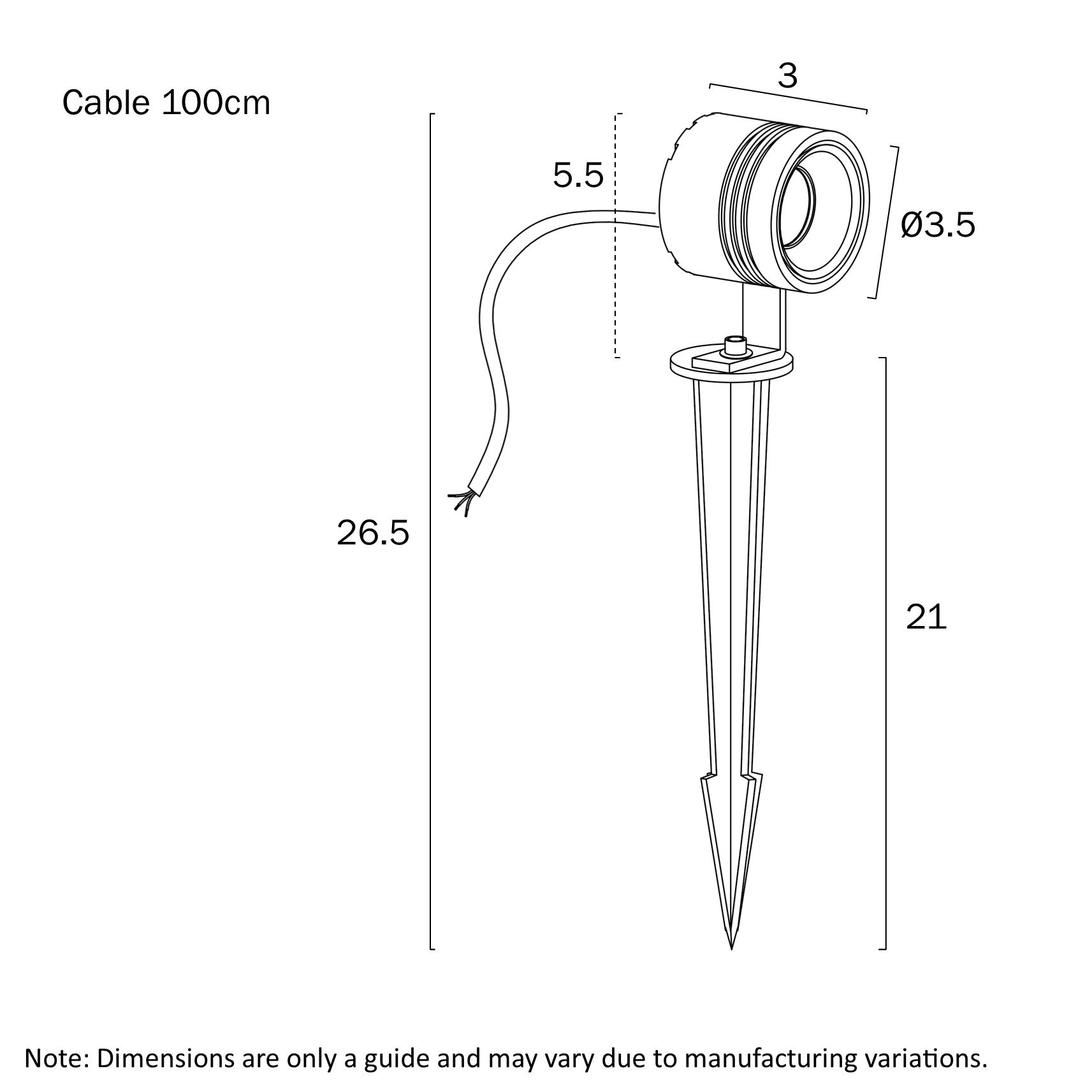 Rilto LED Spike Light 3W 3000K Rust - RILTO SP3-RST324