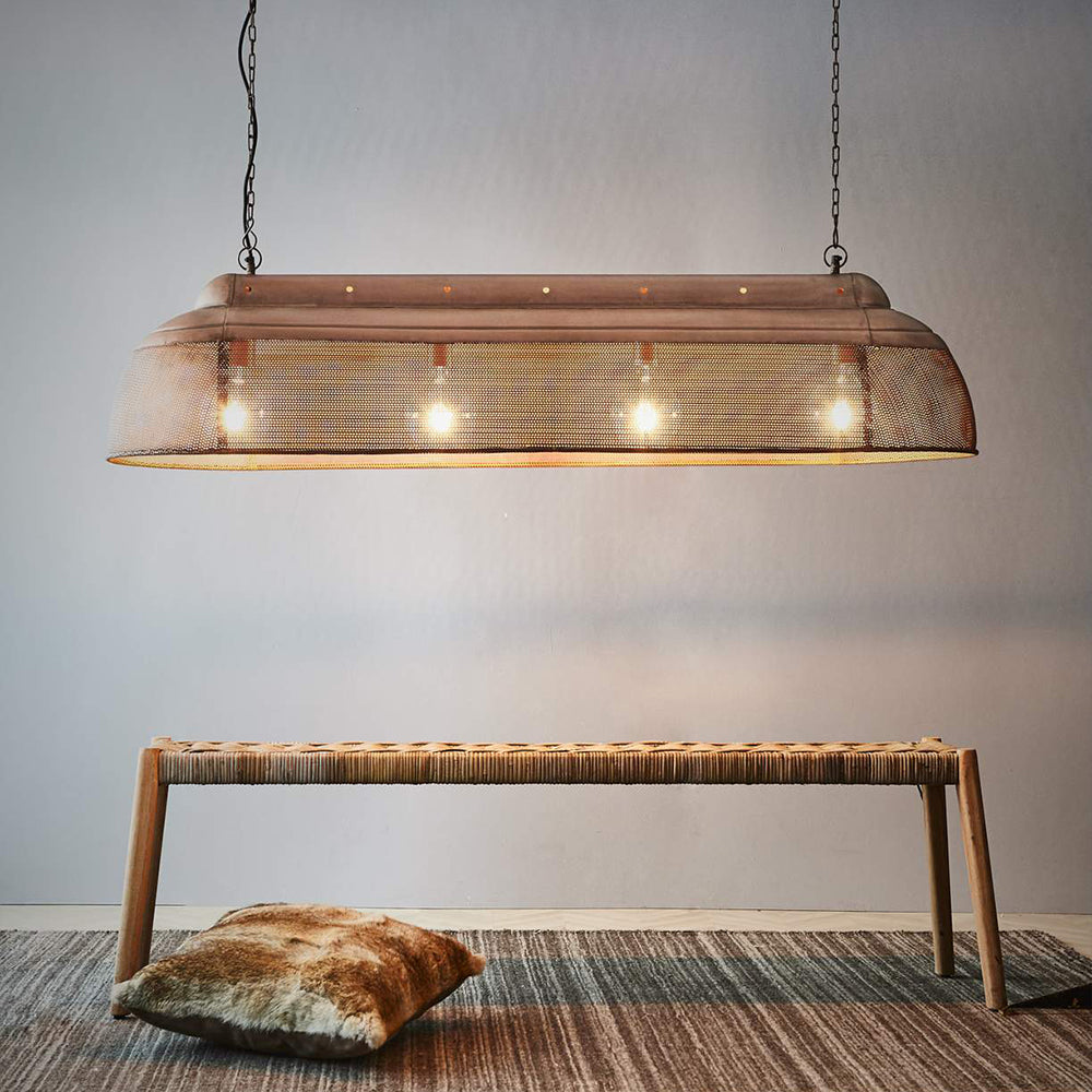 Buy Pendant Lights Australia Riva 4 Light Extra Long Perforated Iron Elongated Pendant - Antique Copper - ZAF10413