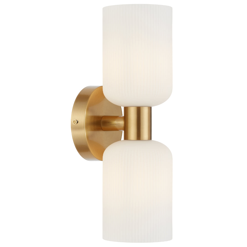 Riven Up & Down Wall Light Antique Gold & Opal Matt - RIVEN WB2-AGOM