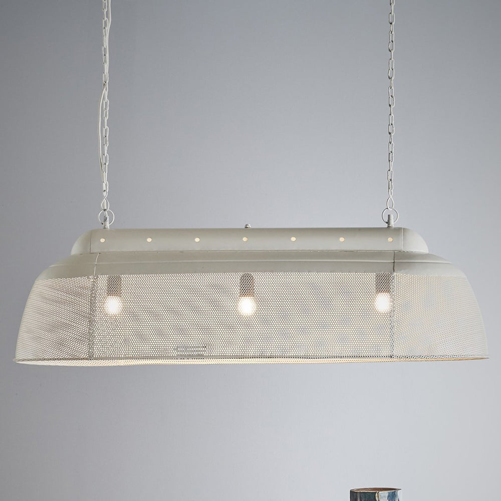 Buy Pendant Lights Australia Riva Long 3 Light Perforated Iron Dome Pendant- Matt White - ZAF10335
