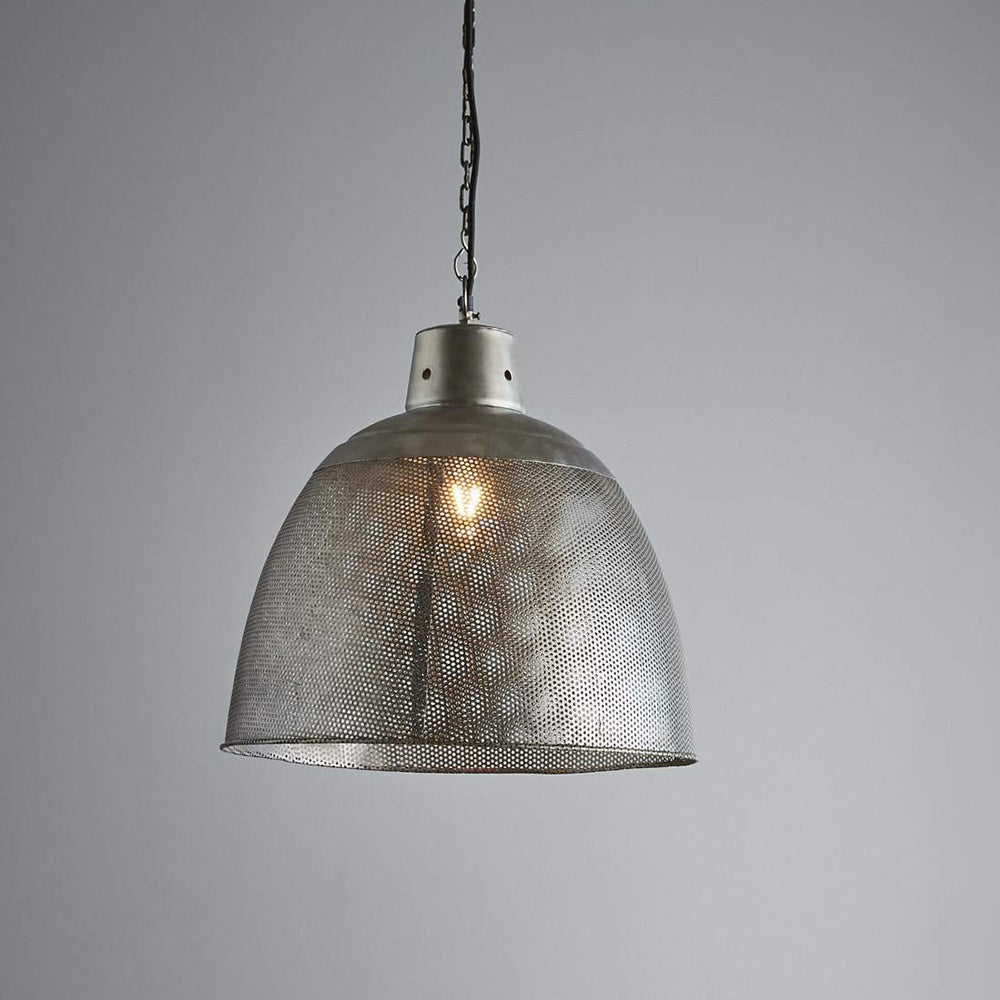 Buy Pendant Lights Australia Riva 1 Light Perforated Iron Dome Medium Pendant Zinc - ZAF10328