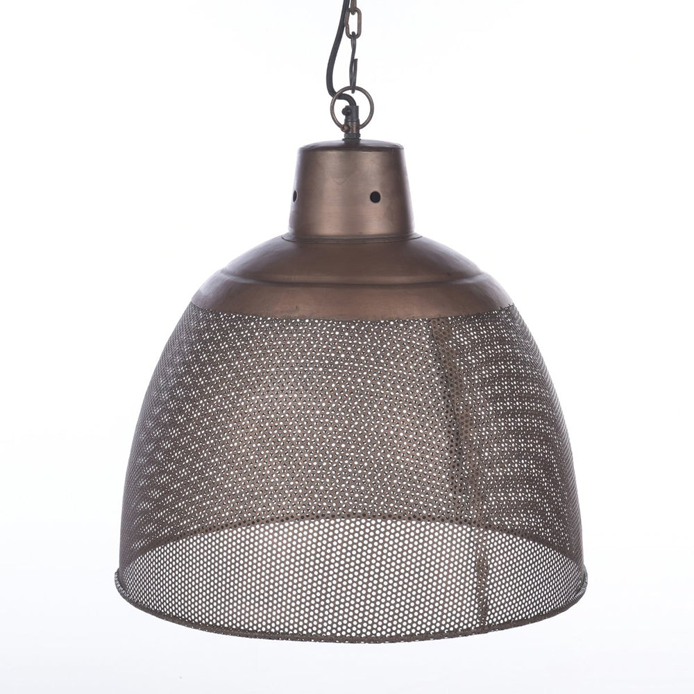 Buy Pendant Lights Australia Riva 1 Light Perforated Iron Dome Medium Pendant Antique Copper - ZAF10327