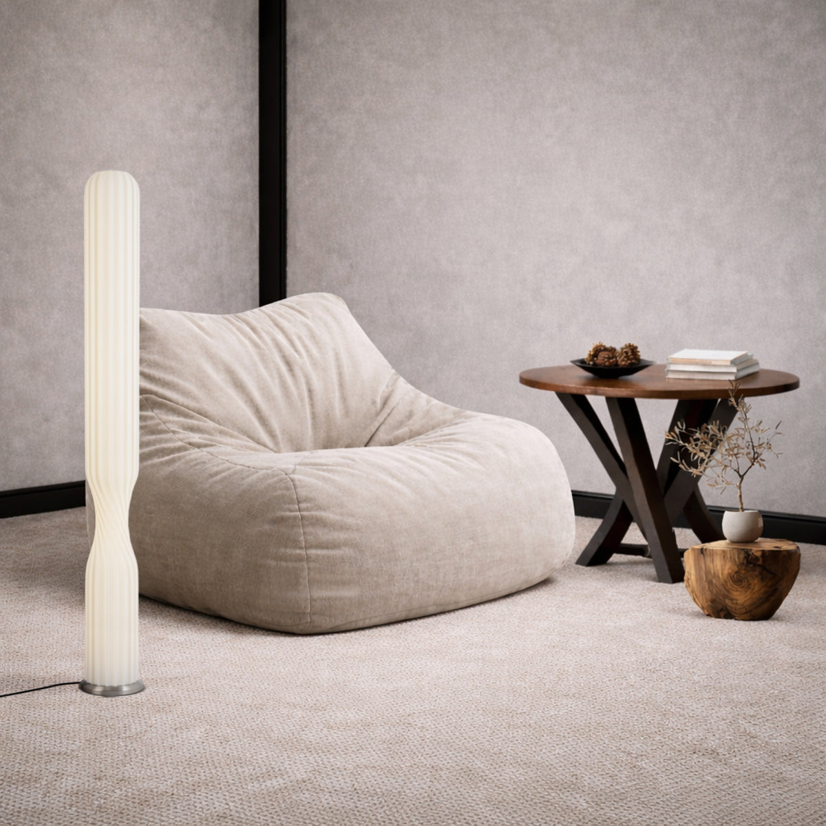 Sagero LED Floor Lamp 24W 4000K Nickel & White - SAGERO FL-NKWH