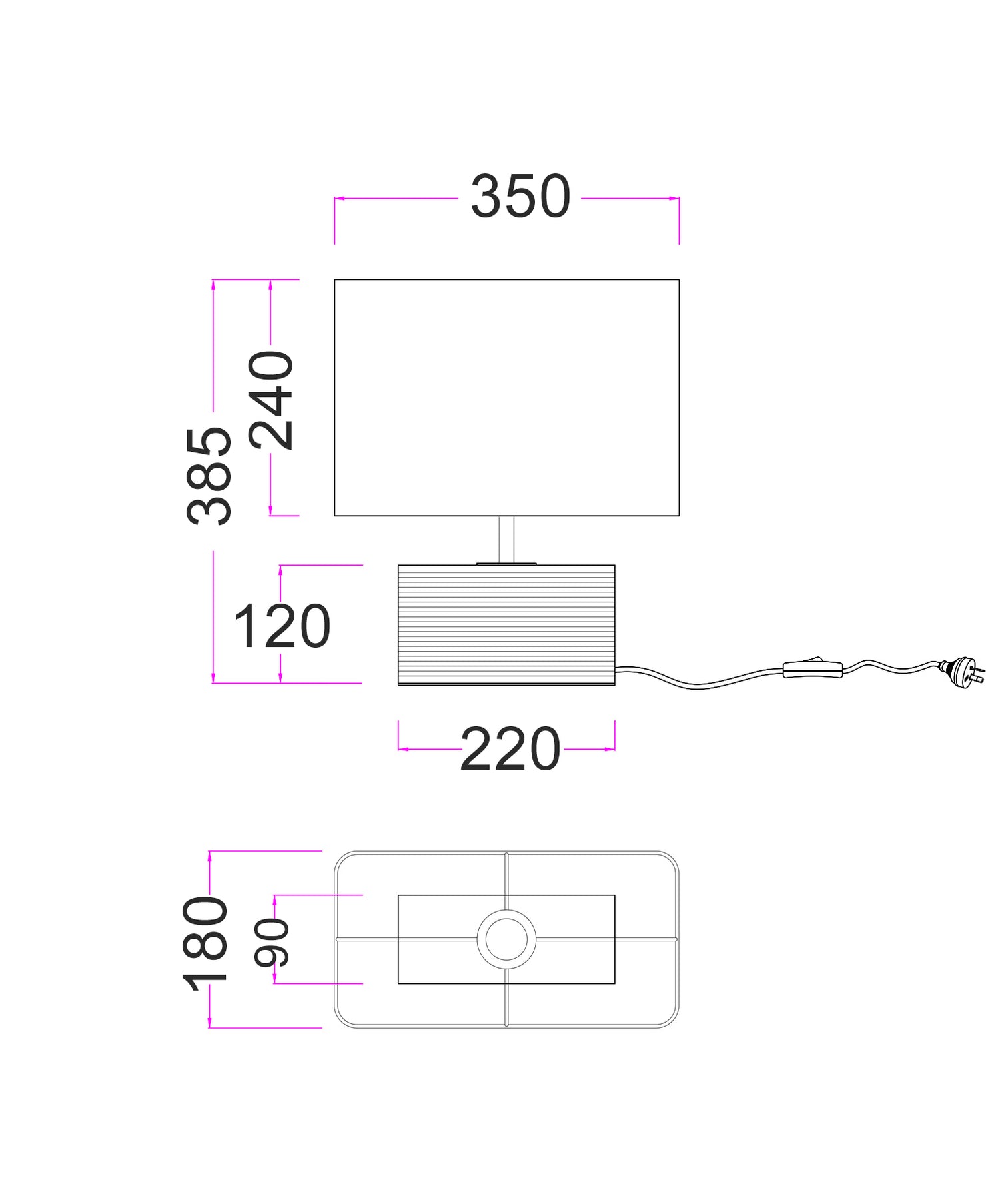 Sagitta Rectangular Table Lamp Beige & Cream - SAGITTA-T5