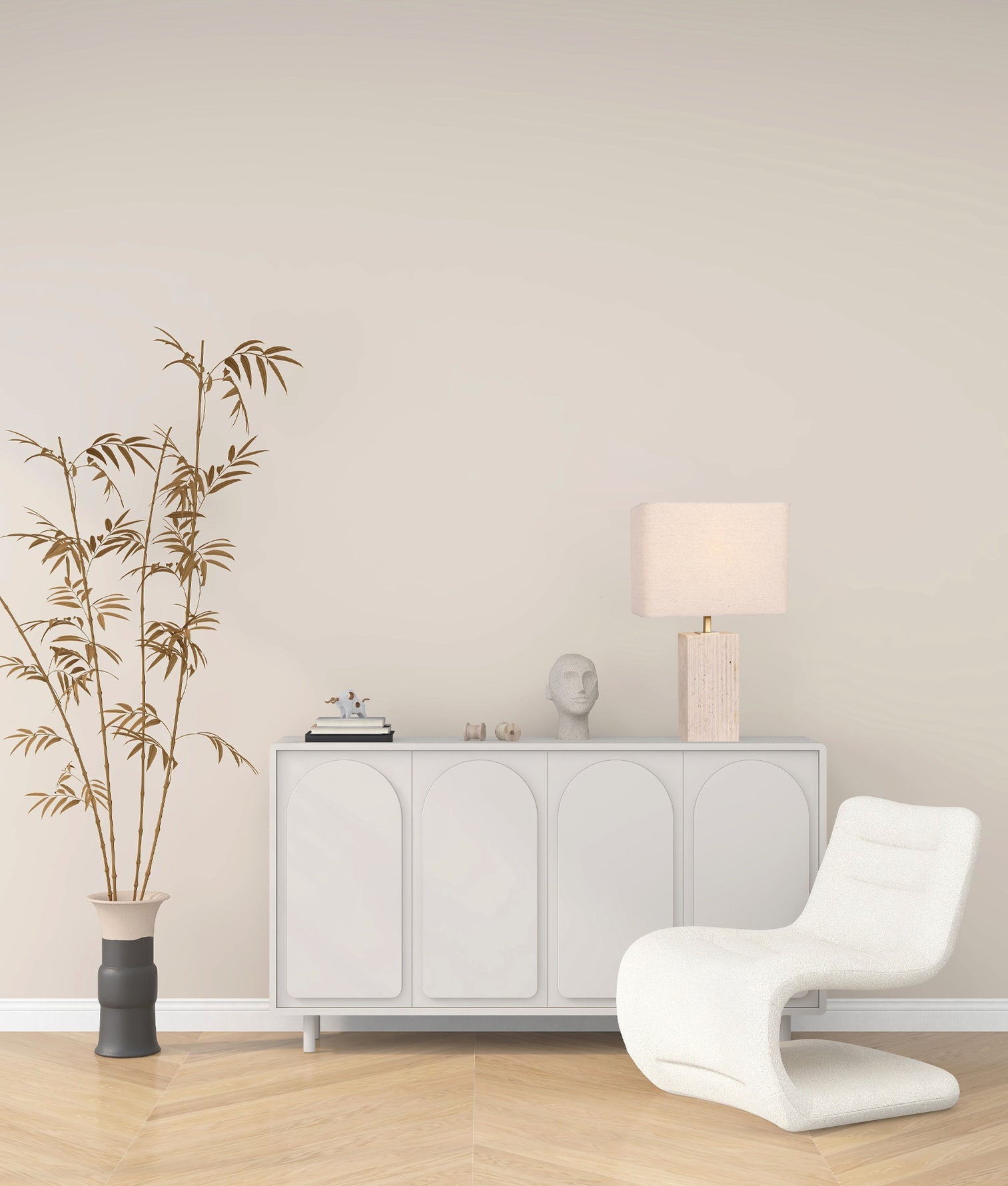 Sagitta Large Rectangular Table Lamp Beige & Cream - SAGITTA-T9