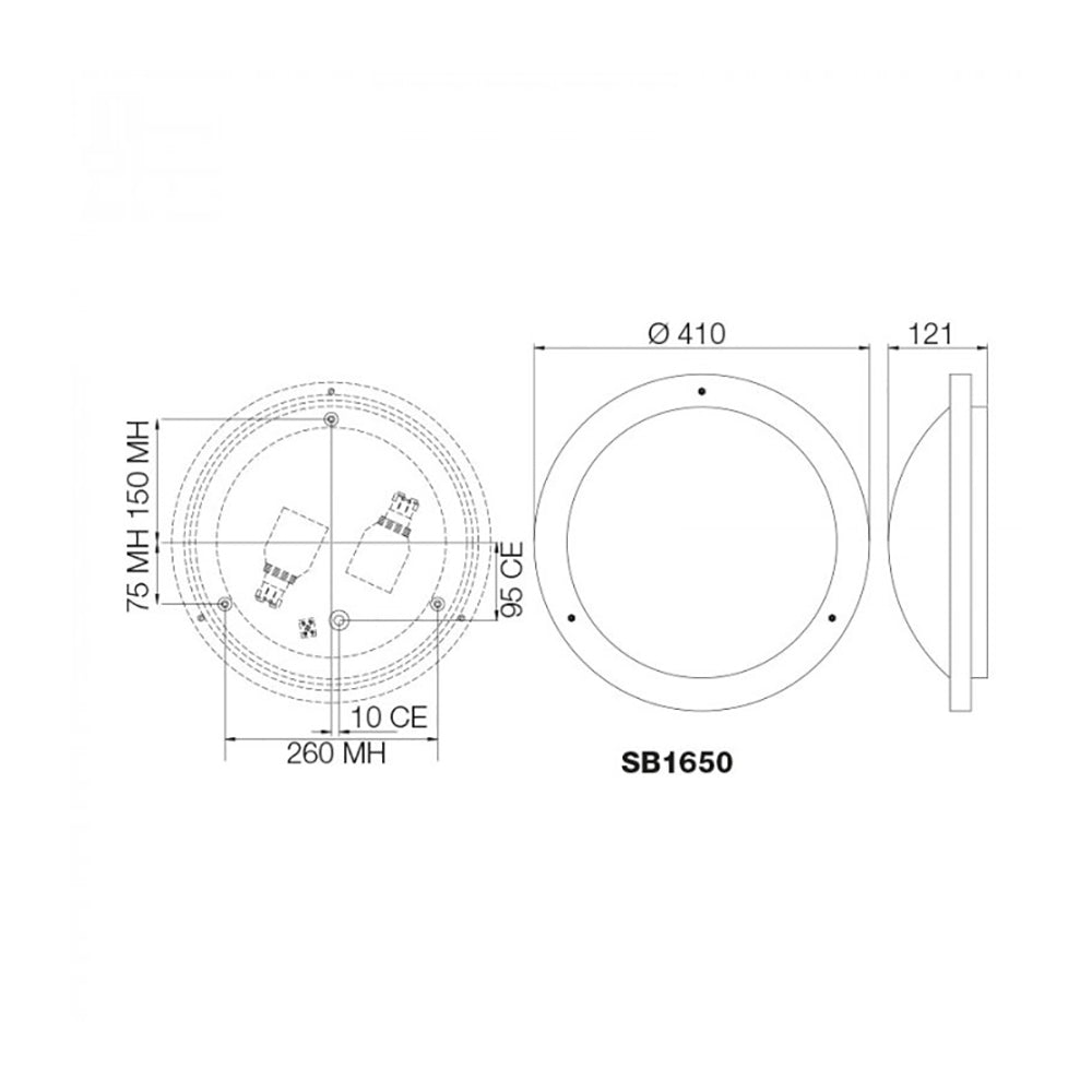 Buy Outdoor Close To Ceiling Lights Australia Round Outdoor Close To Ceiling 2 Lights Silver / Grey - SB1650
