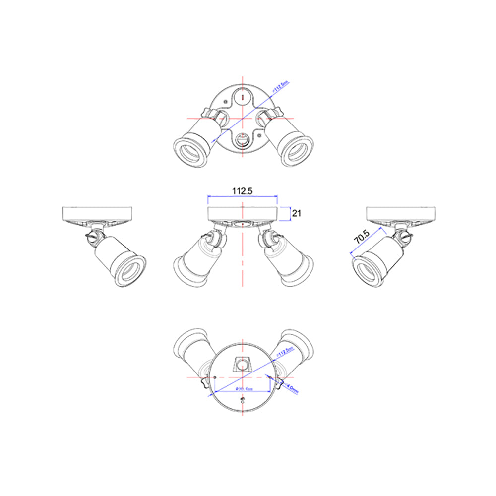 Buy Security Wall Lights Australia SEC Surface Mounted LED PAR30 2 Light Black Security Light IP44 - SEC02