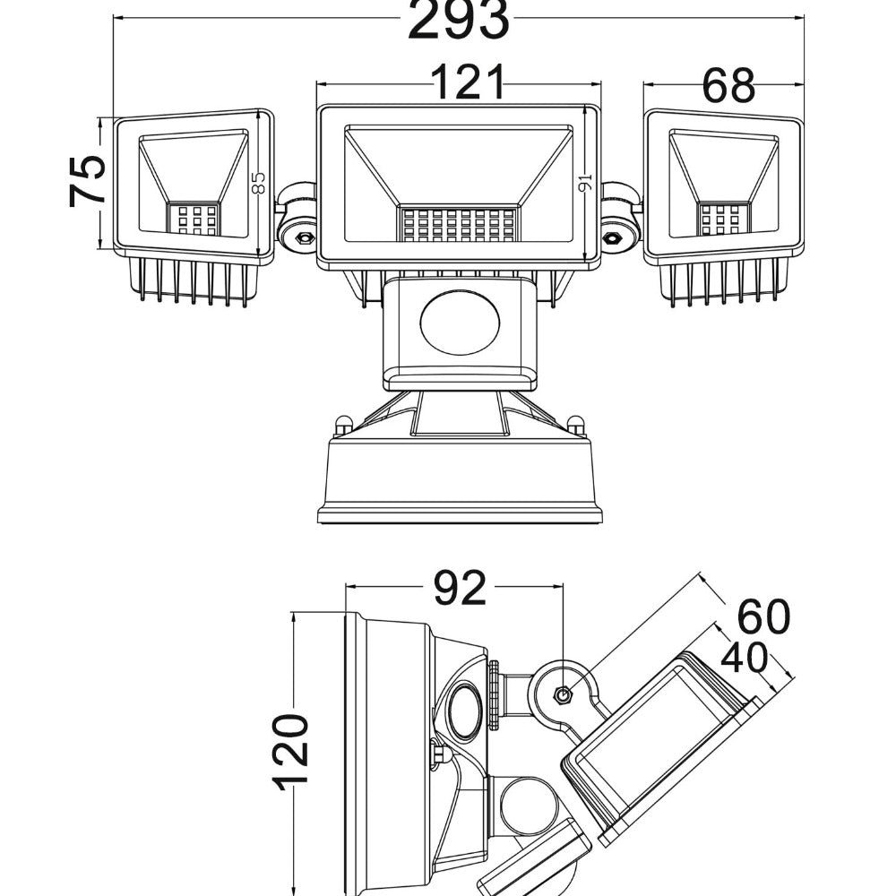 Buy Security Wall Lights Australia SEC Security Wall 2 Lights Black 3CCT - SEC11S
