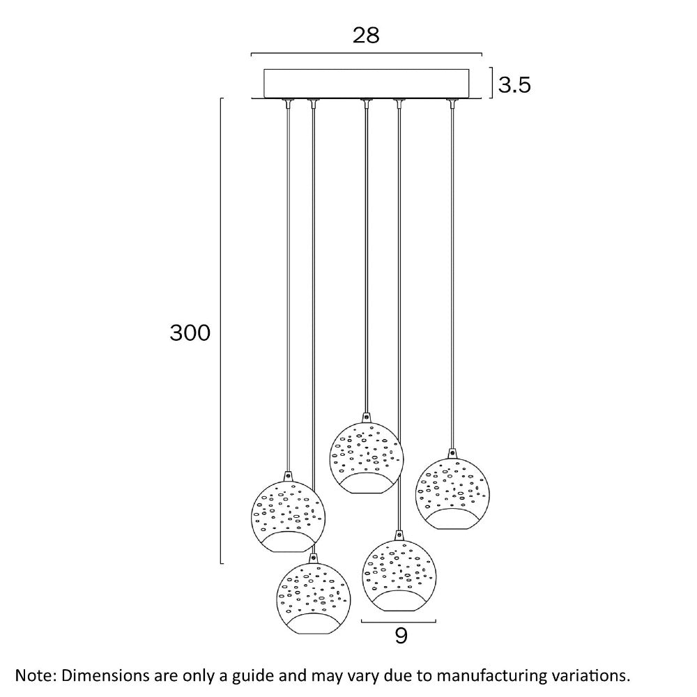 Buy Cluster Pendants Australia SEGOVIA Cluster Pendant 5 Lights Chrome 3000K - SEGOVIA PE5-CH