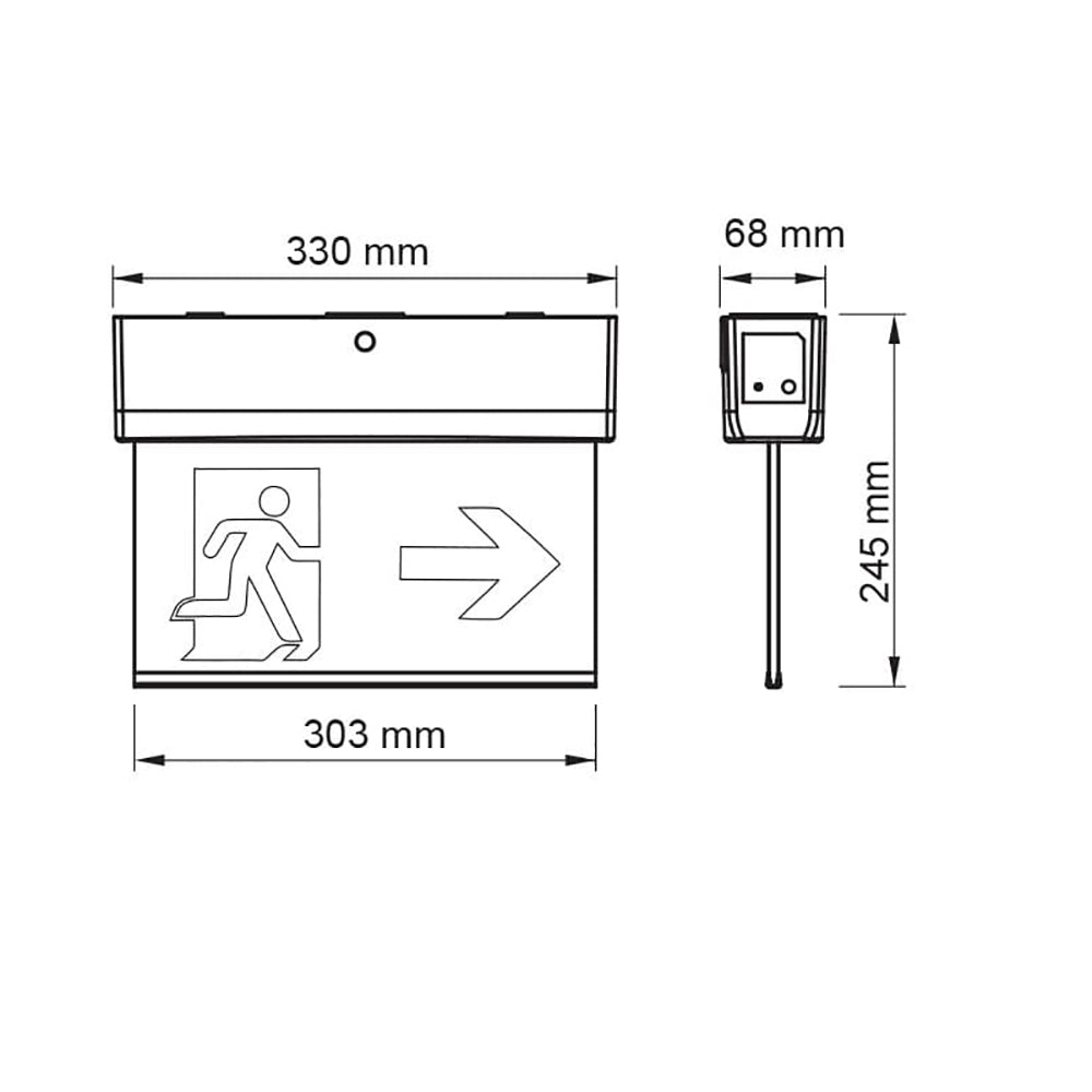 Buy Emergency LED Exit Signs Australia Surface Emergency LED Exit Sign 2.8W Black Polycarbonate - SELK1500EX3BK