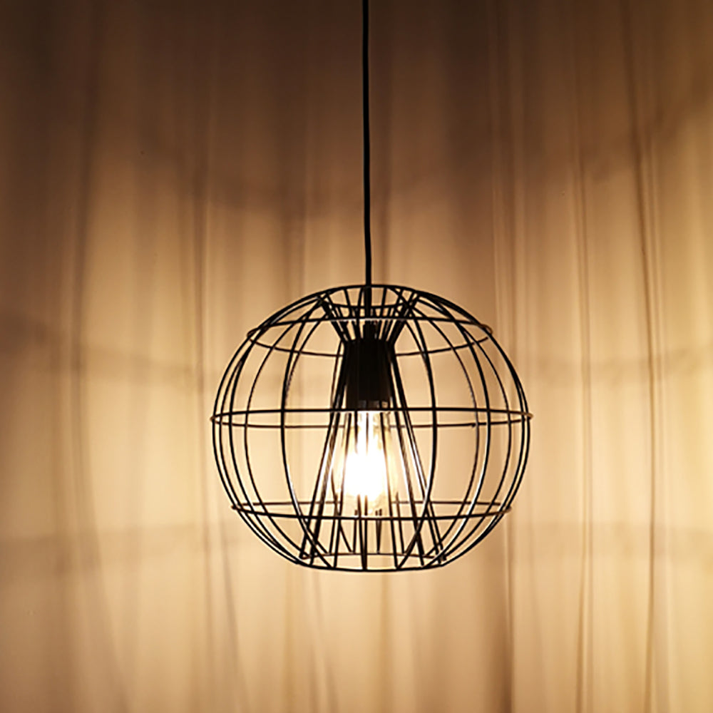 Buy Pendant Lights Australia SENTINEL Modern Round Cage 1 Light Pendant Black - SENTINEL1