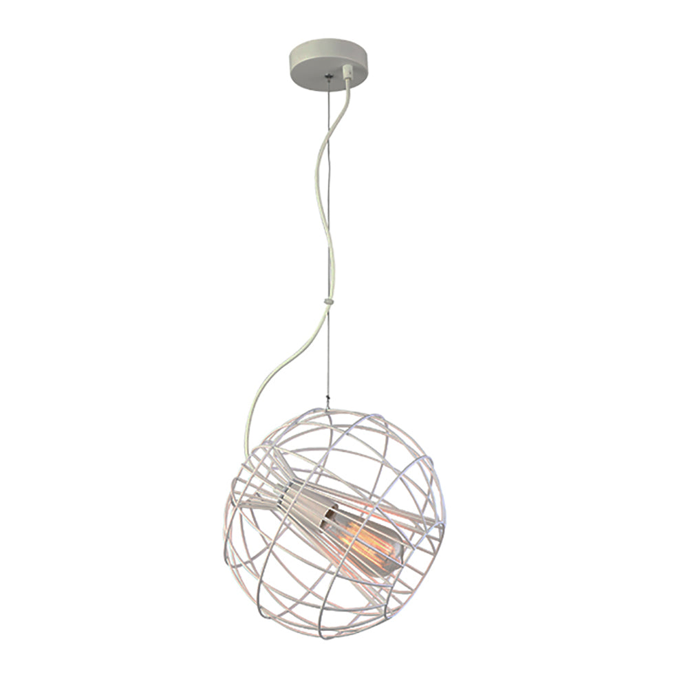 SENTINEL Modern Round Cage 1 Light Pendant White - SENTINEL2