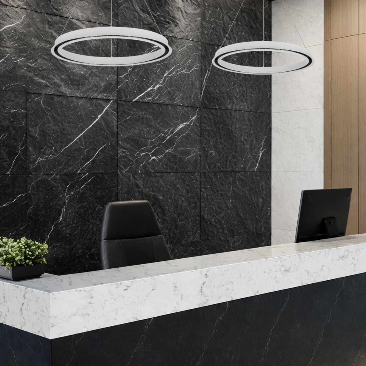 Serda LED 630mm Pendant Light 36W Tri Colour White - SERDA PE63-WH