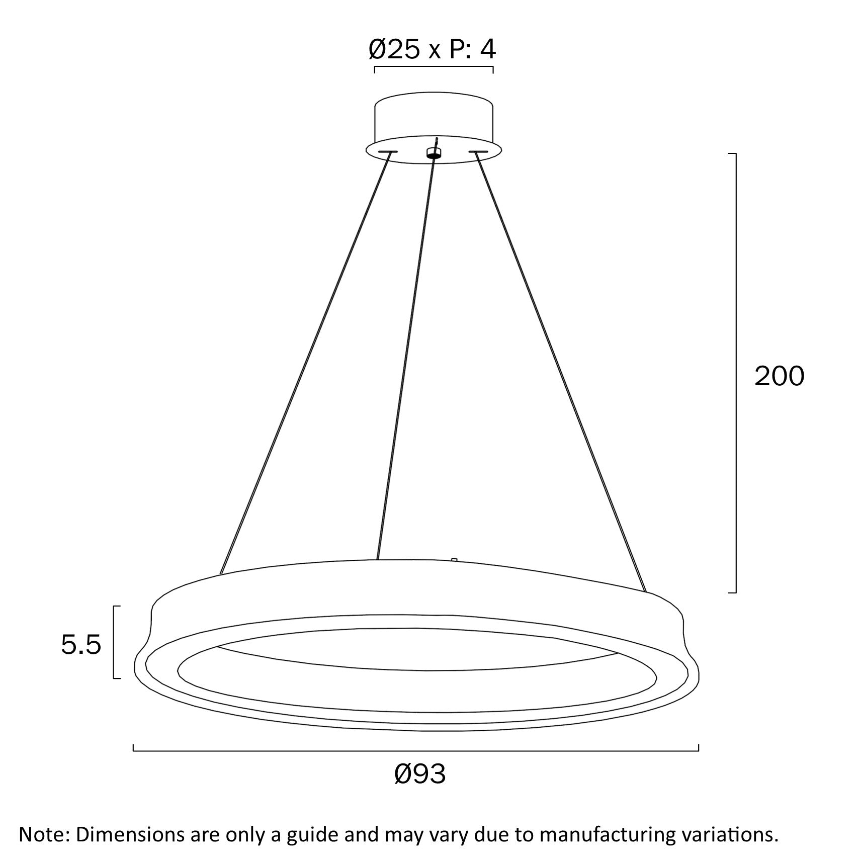 Serda LED 930mm Pendant Light 62W Tri Colour White - SERDA PE93-WH