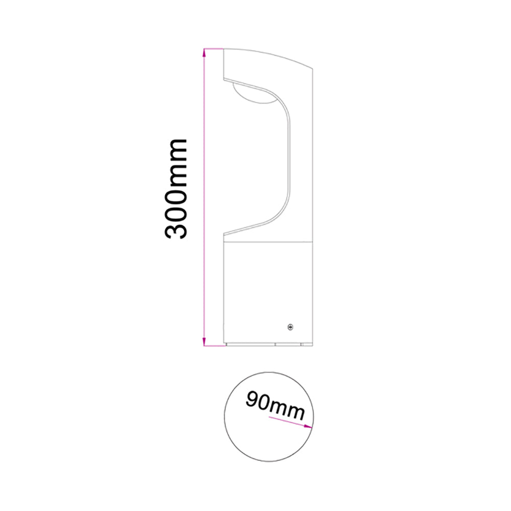 Buy Bollard Lights Australia SETH Exterior LED Bollard Light Black 9W 3000K IP54 300mm - SETH2