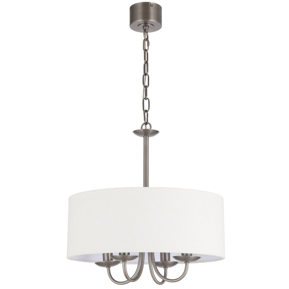 Shiron 450mm 4 Light Pendant Light Nickel & Ivory - SHIRON PE4-NKIV