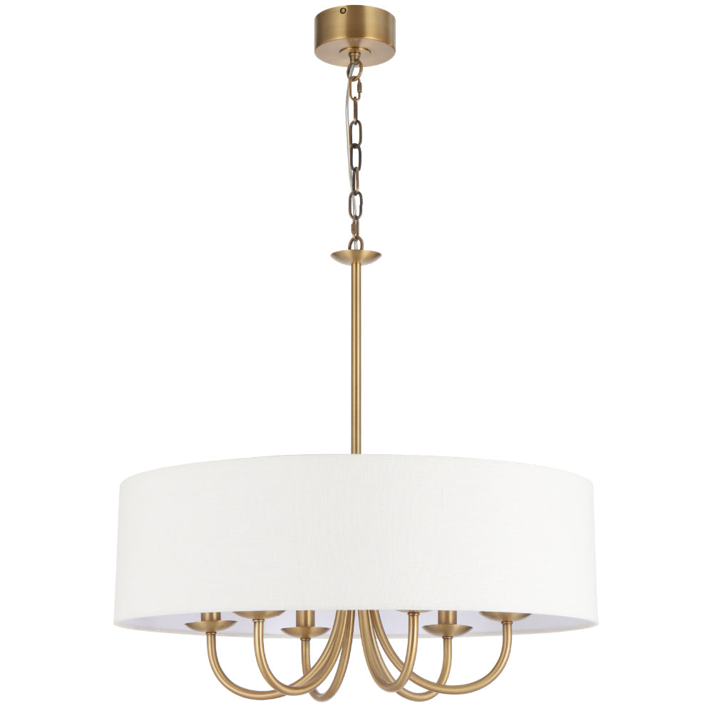 Shiron 700mm 6 Light Pendant Light Brass & Ivory - SHIRON PE6-BRSIV
