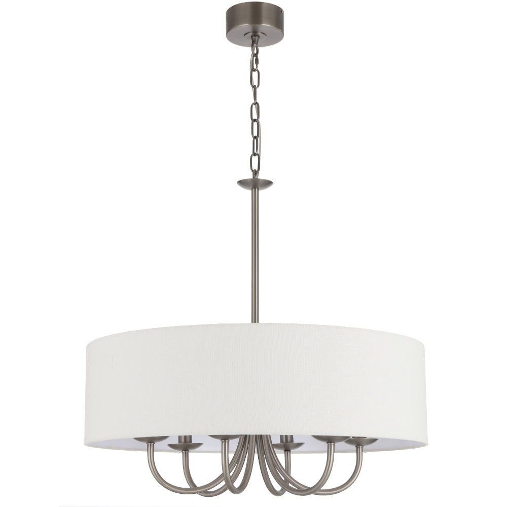 Shiron 700mm 6 Light Pendant Light Nickel & Ivory - SHIRON PE6-NKIV