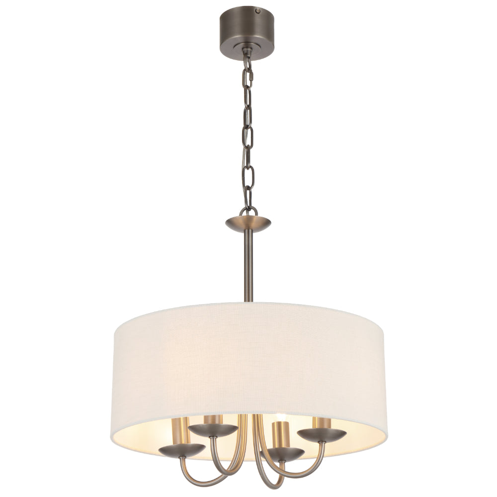 Shiron 450mm 4 Light Pendant Light Nickel & Ivory - SHIRON PE4-NKIV