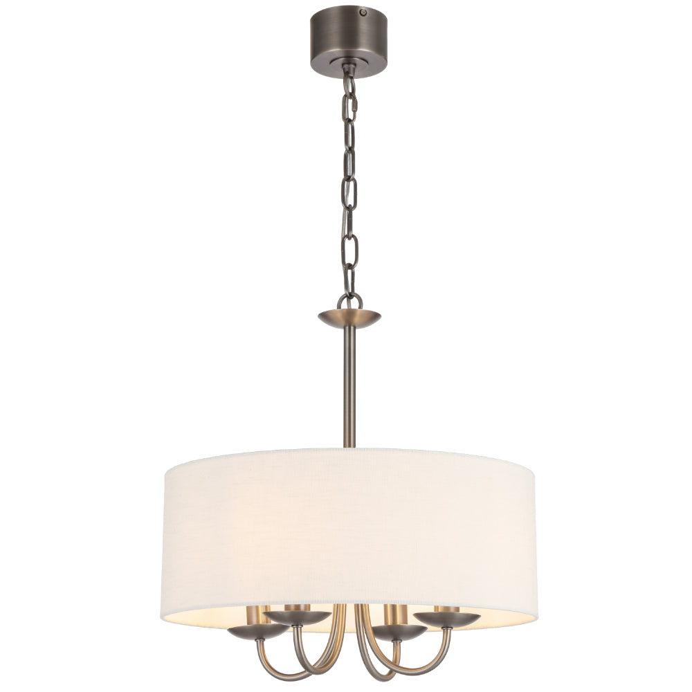 Shiron 450mm 4 Light Pendant Light Nickel & Ivory - SHIRON PE4-NKIV