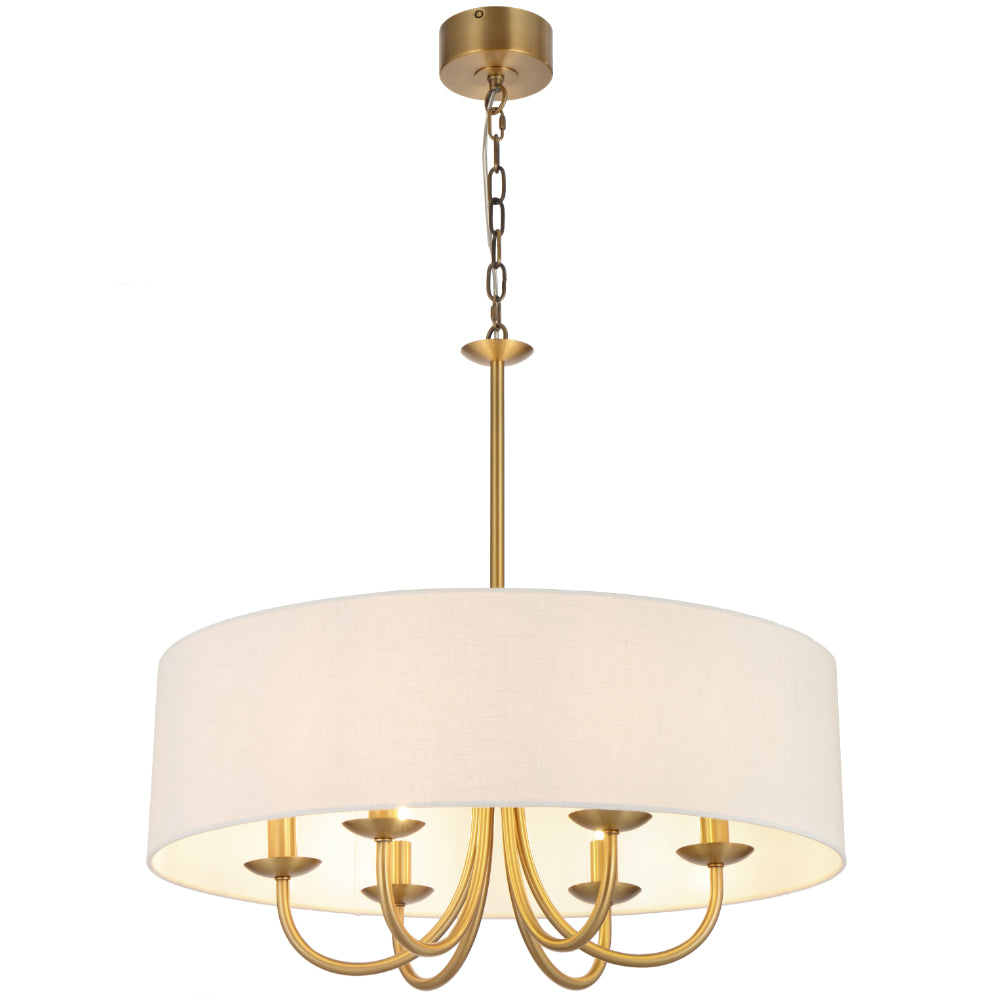 Shiron 700mm 6 Light Pendant Light Brass & Ivory - SHIRON PE6-BRSIV
