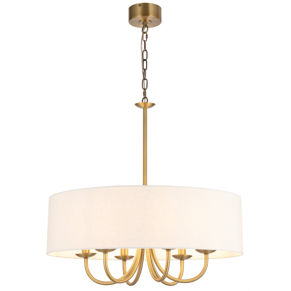 Shiron 700mm 6 Light Pendant Light Brass & Ivory - SHIRON PE6-BRSIV
