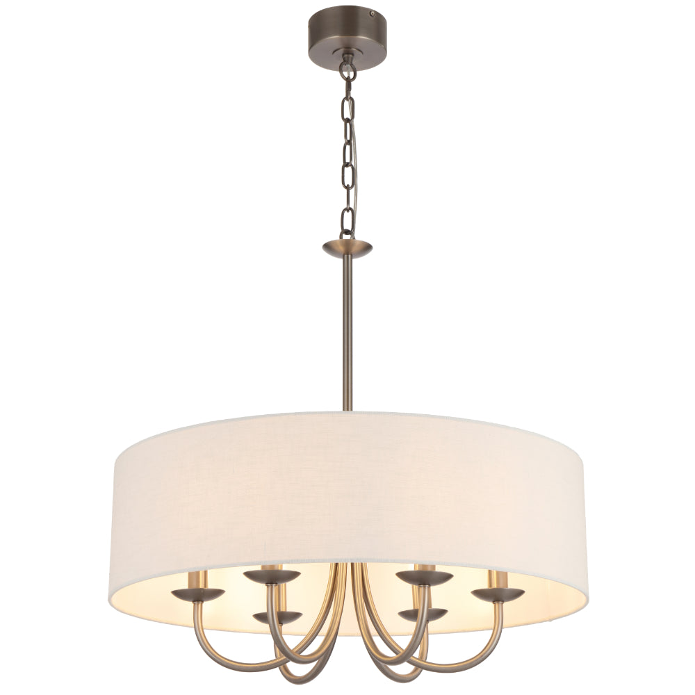 Shiron 700mm 6 Light Pendant Light Nickel & Ivory - SHIRON PE6-NKIV
