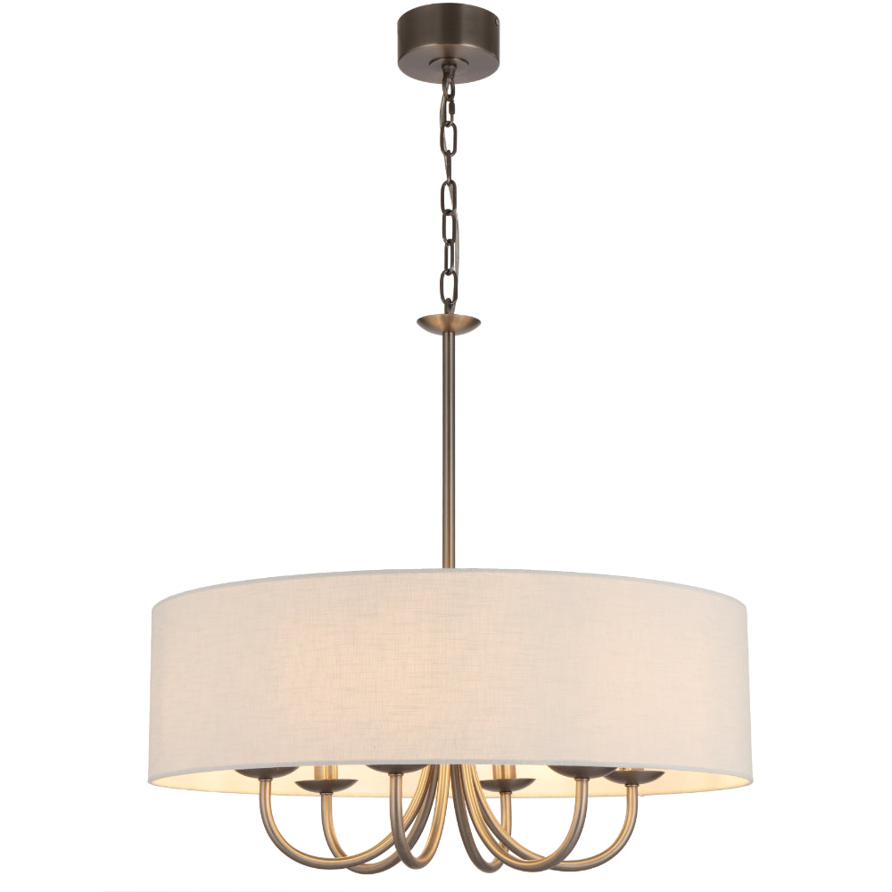 Shiron 700mm 6 Light Pendant Light Nickel & Ivory - SHIRON PE6-NKIV