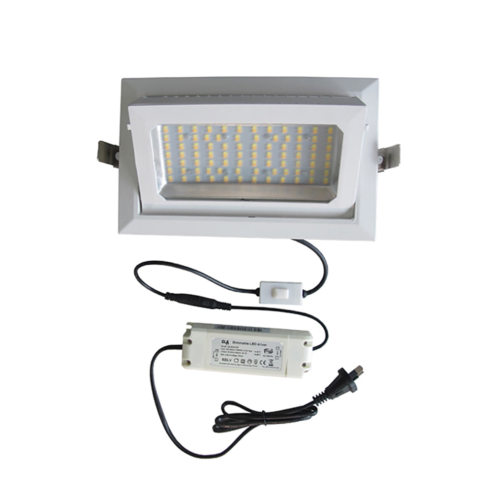 Buy Recessed Downlights Australia SHOPTRI Dimmable LED Tri-CCT Commercial Rectangular Shop Lighter / Downlight 35W - SHOPTRI