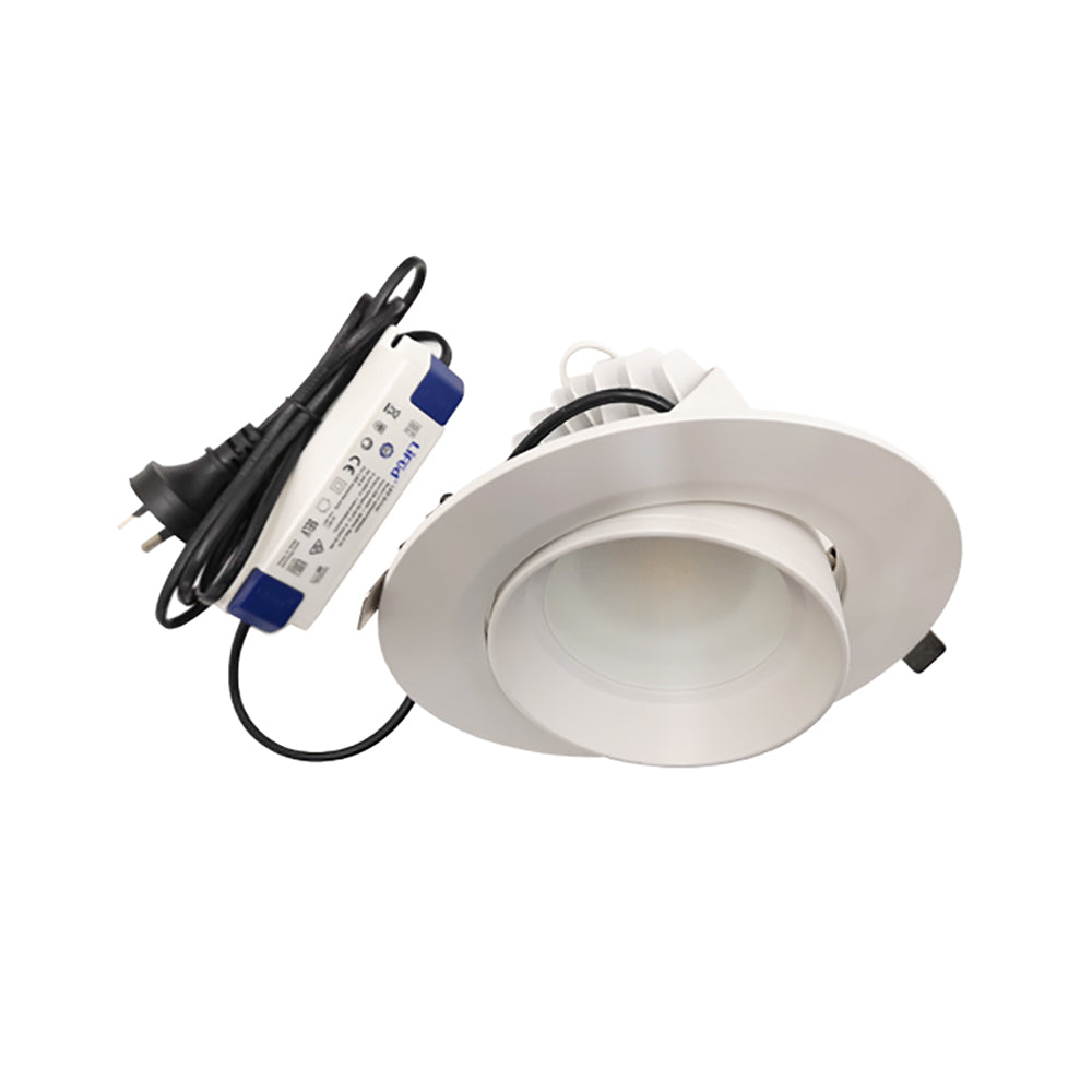 Buy Recessed Downlights Australia SHOPTRI01 LED Dual Power & Tri-CCT Gimbal White Recessed Shop Lighter / Downlight - SHOPTRI01
