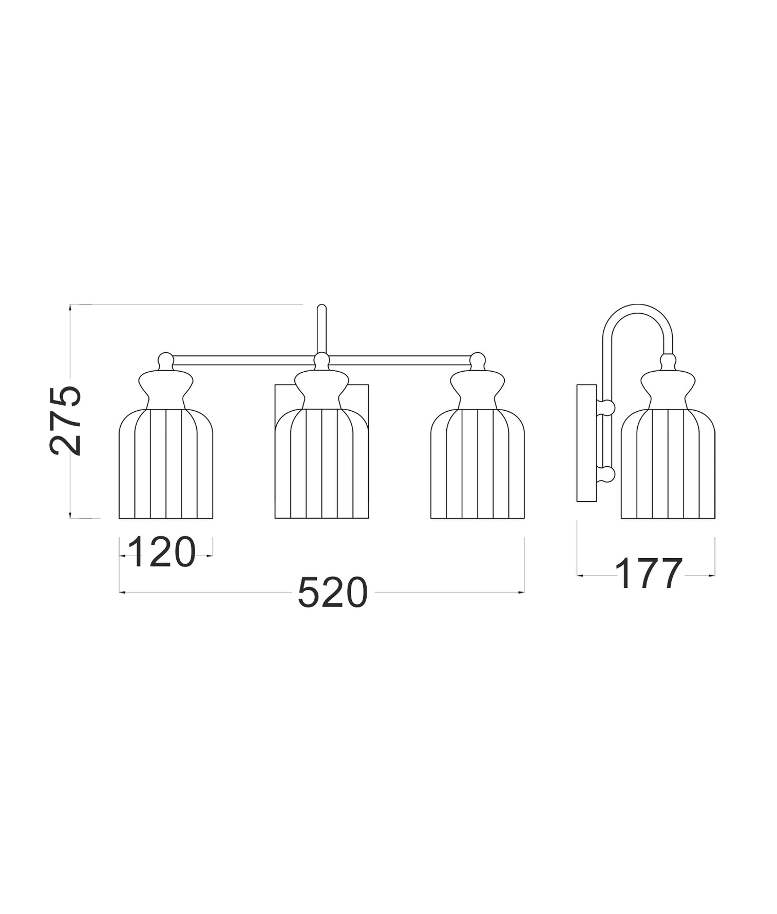 Sino 3 Light Wall Light Brass - SINO-W4