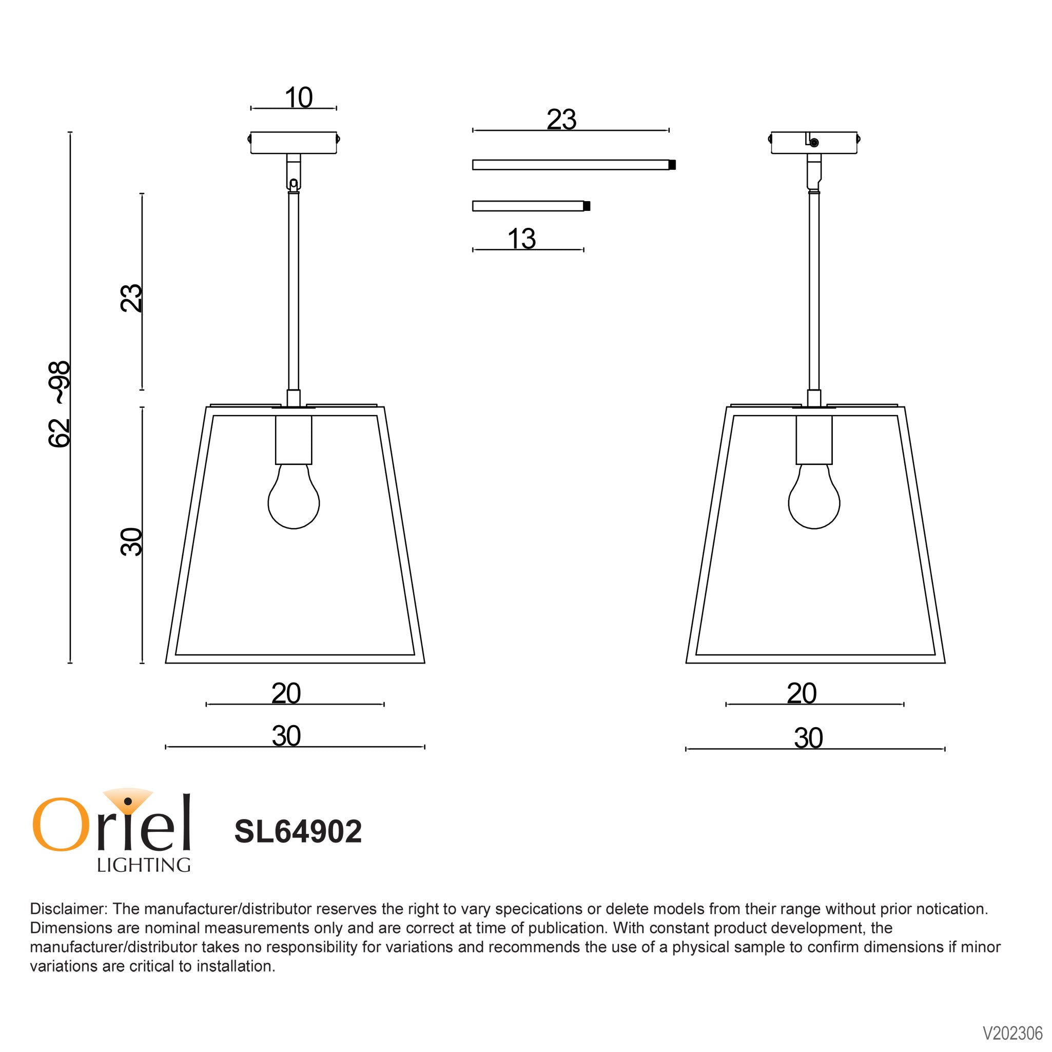 Buy Pendant Lights Australia Eaton 1 Light Single Pendant Matt Black 300mm - SL64902BK
