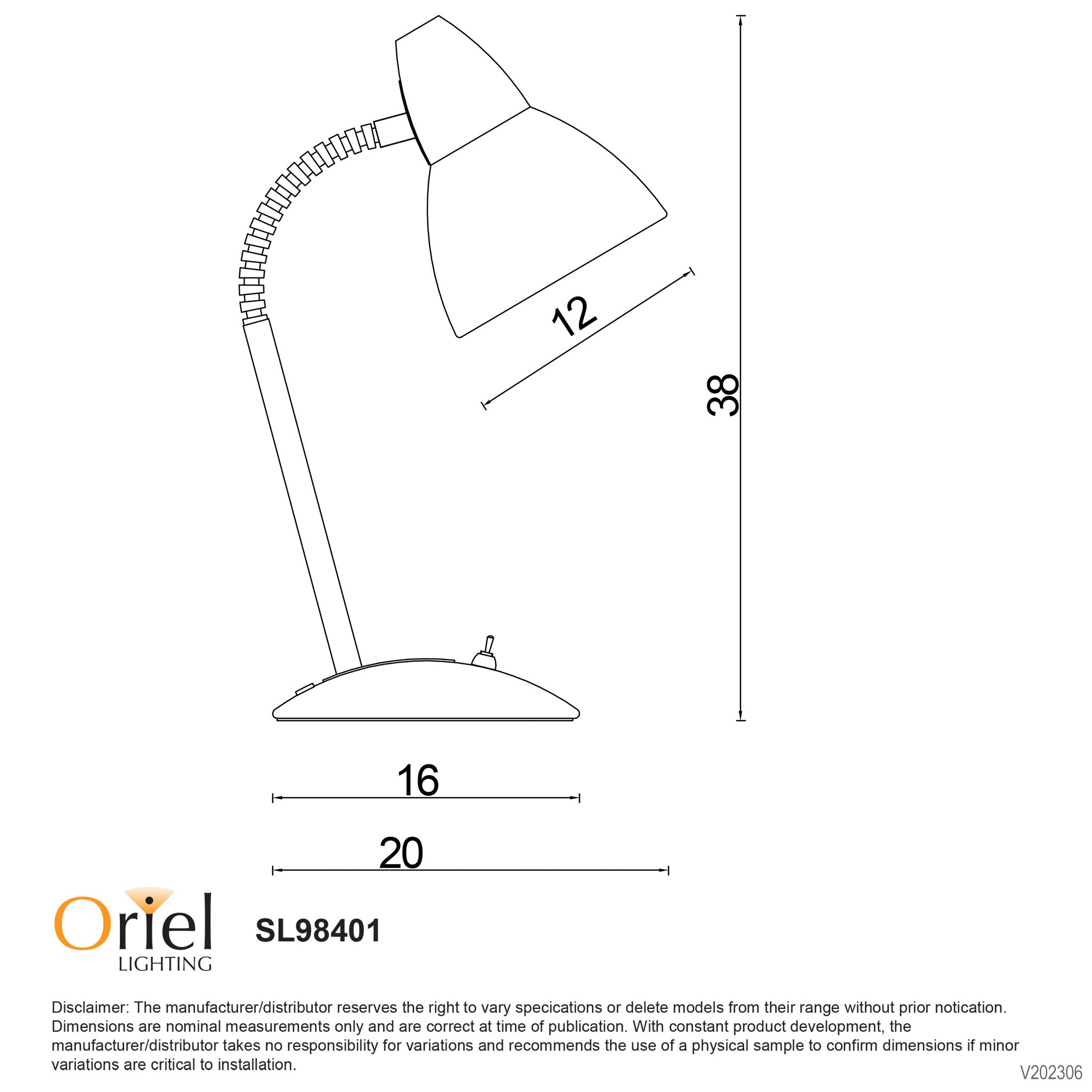 Trax 1 Light Desk Lamp Satin Brass - SL98401SB