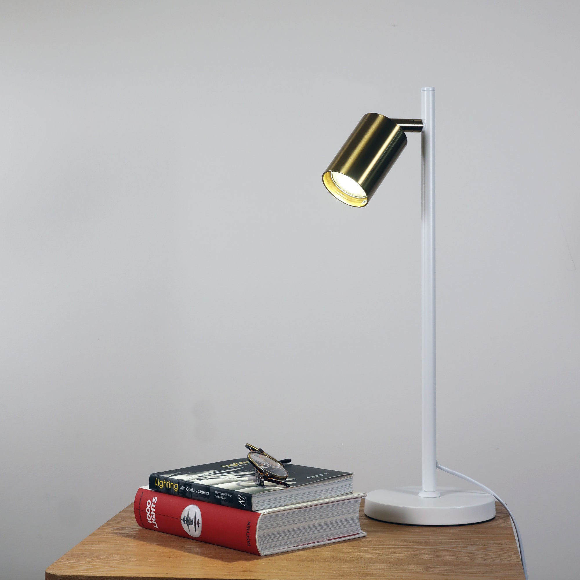 Ponte LED Desk Lamp 5W 4000K Satin Brass & White - SL98741SW