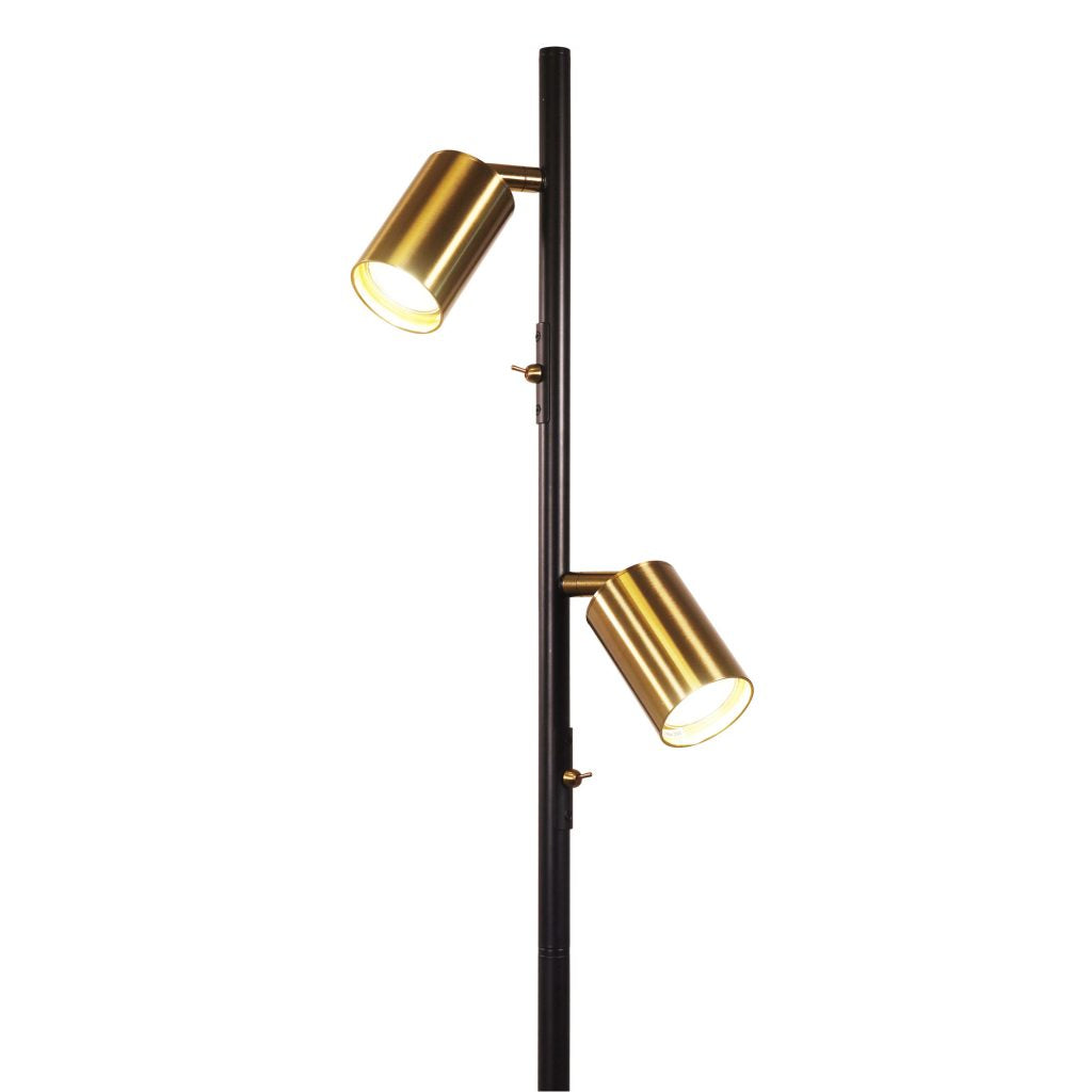 Ponte LED Adjustable Twin Floor Lamp 5W 4000K Satin Brass & Black - SL98743SB