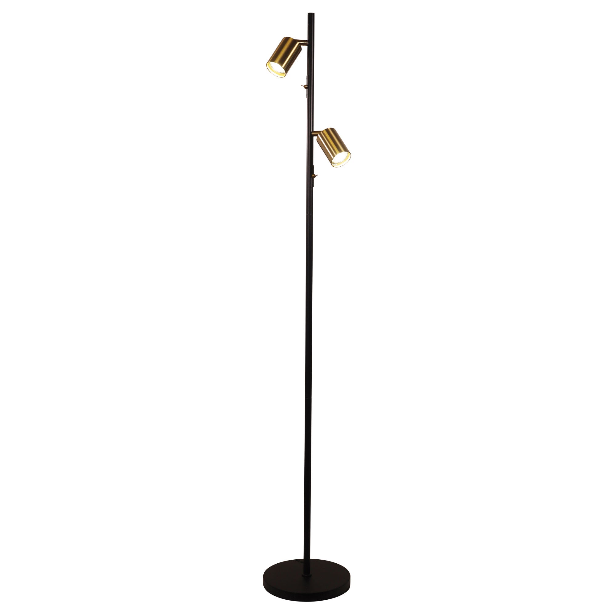 Ponte LED Adjustable Twin Floor Lamp 5W 4000K Satin Brass & Black - SL98743SB