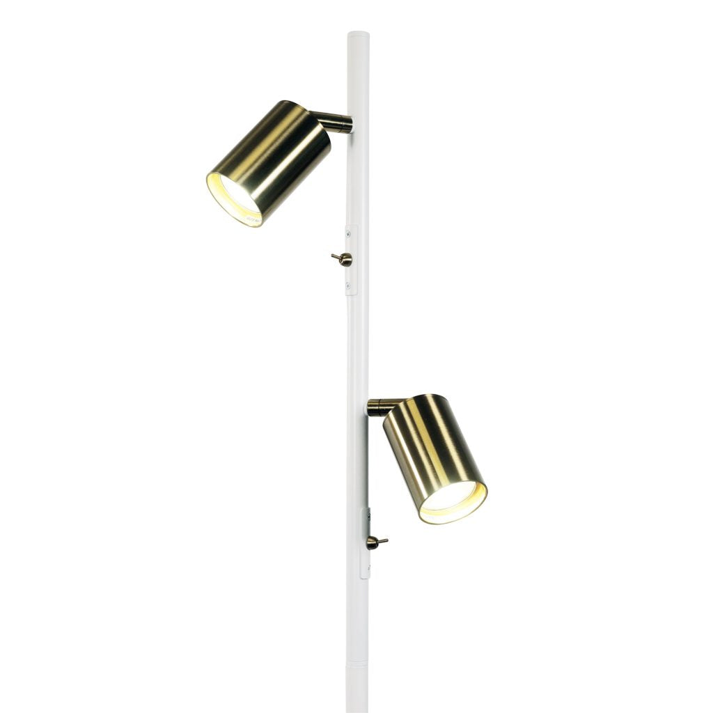 Ponte LED Adjustable Twin Floor Lamp 5W 4000K Satin Brass & White - SL98743SW