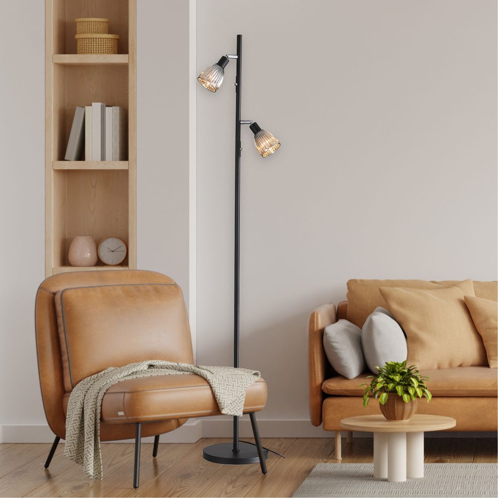 Alma Twin Floor Lamp Black & Smoke - SL98763Bk