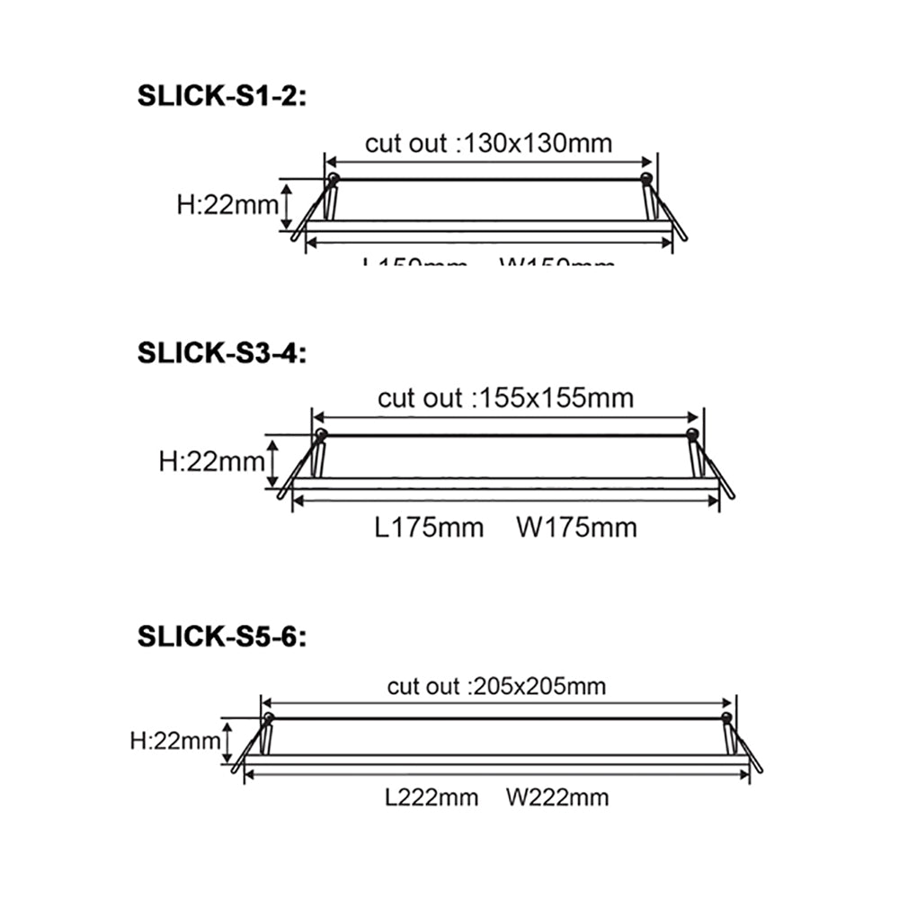 Buy Recessed Downlights Australia SLICK LED Slim Dimmable Recessed Downlight Square 9W 3000K - SLICK-S1