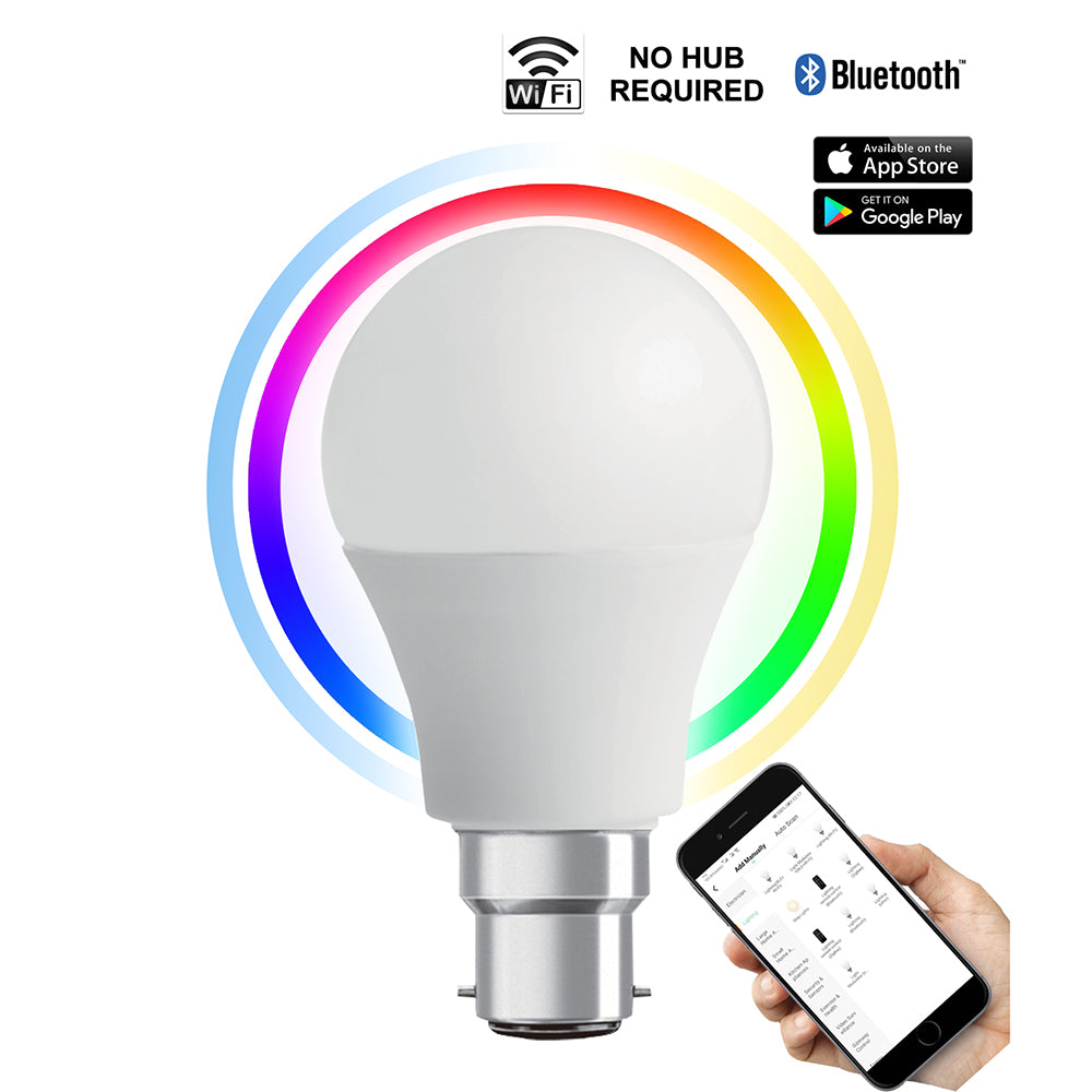 GLS Smart LED Dimmable Globe Tri-CCT+RGB 10W B22 - SMTGLS2