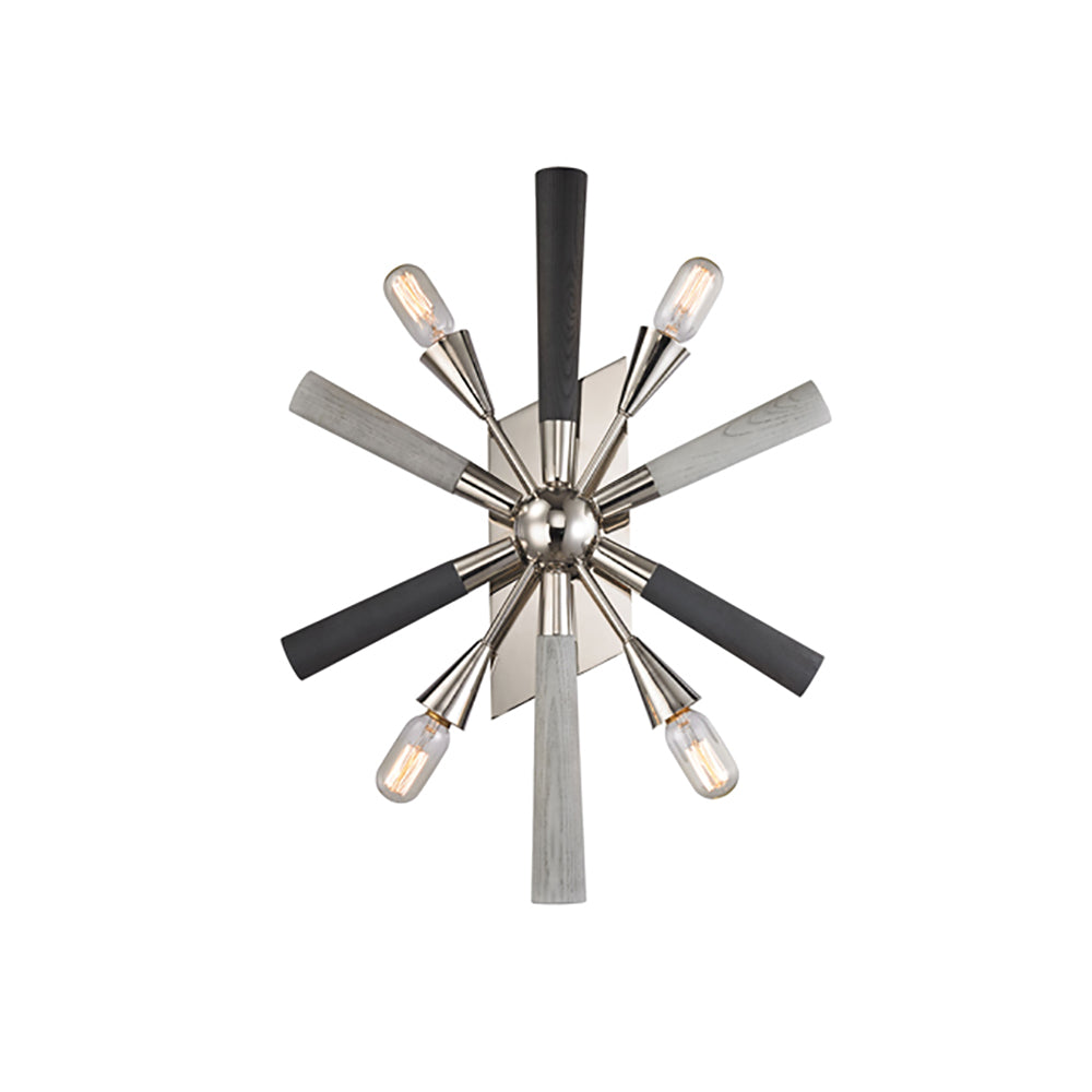Buy Wall Sconce Australia SPUTNIK Polished Nickel/Dark-Light Grey Washed Wood 4 Light Wall Light - SPUTNIK2