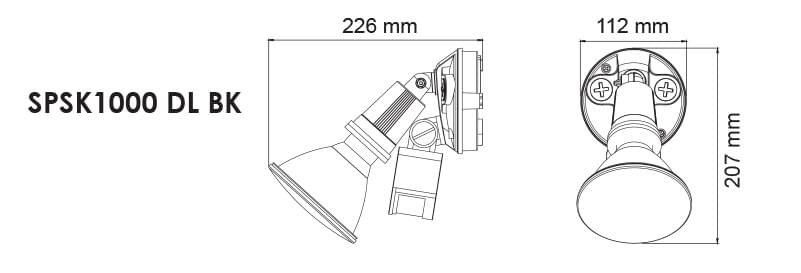 Buy Floodlights Australia Floodlight With Sensor W112mm Black 3CCT - SPSK1000TC/BK