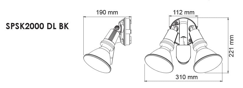 Buy Floodlights Australia Floodlight With Sensor W310mm Black 3CCT - SPSK2000TC/BK