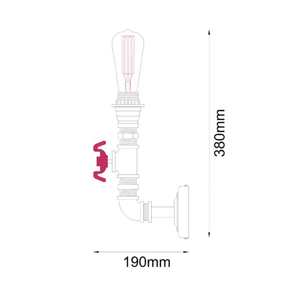 Buy Wall Sconce Australia STEAM Interior Aged Iron Pipe Wall Light 1 Light - STEAM2