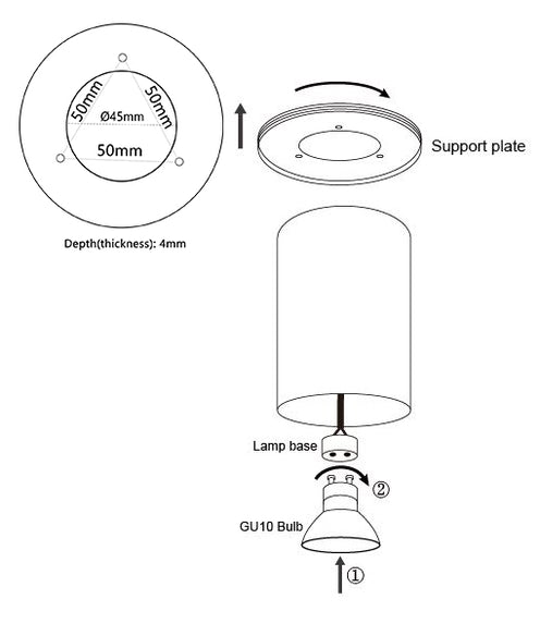 SURFACE GU10 Round Surface Mounted Fixed Downlight Black With Silver Diffuser - SURFACE18A