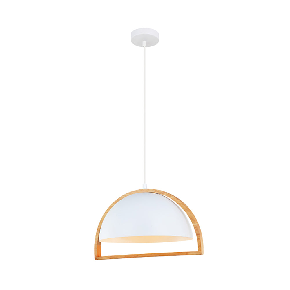 Buy Pendant Lights Australia SWING Dome Shape Wood Frame 1 Light Pendant White - SWING3