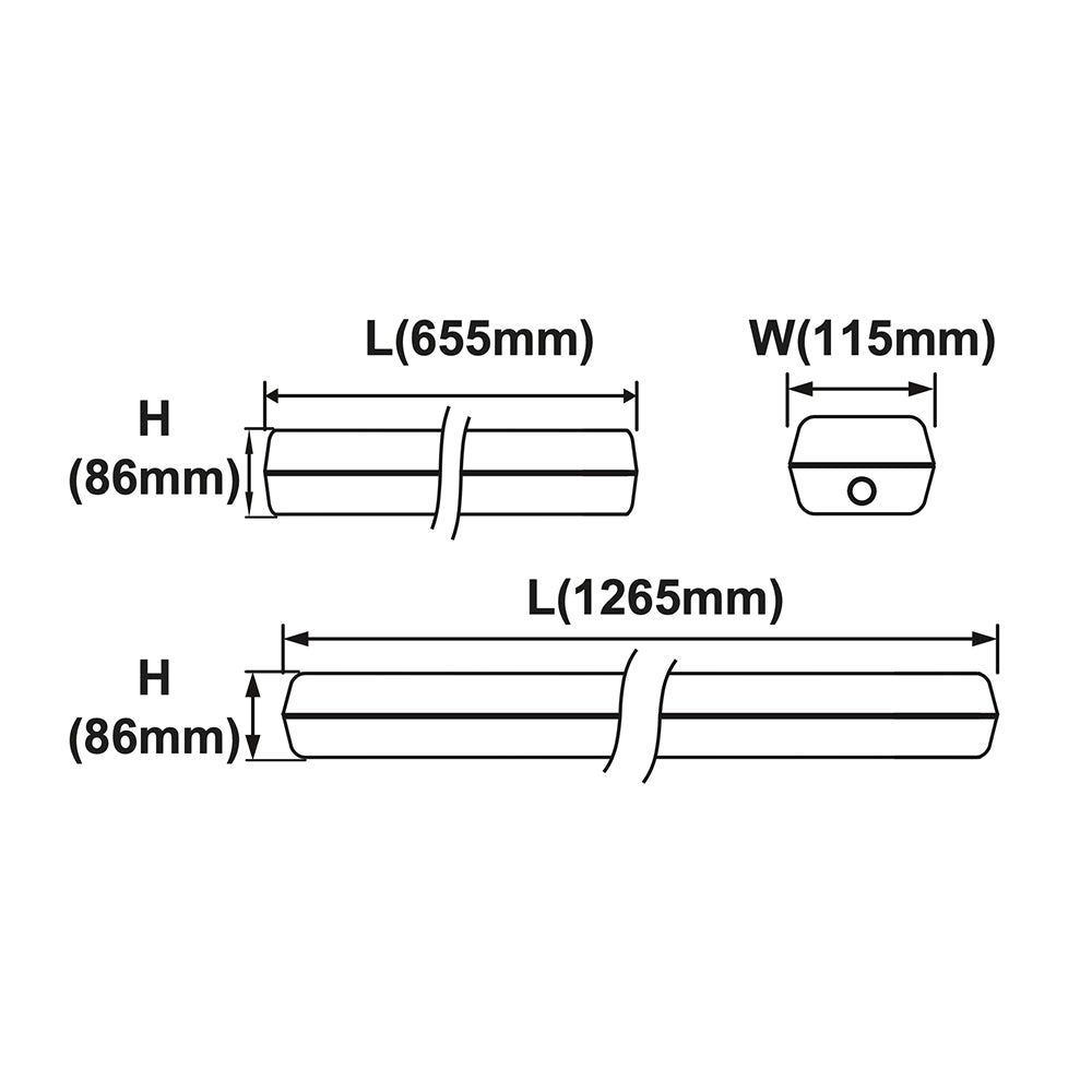 Buy LED Batten Lights Australia Tempest V LED Batten Light Withe Sensor L1265mm White Polycarbonatel 5 CCT - 211022DS