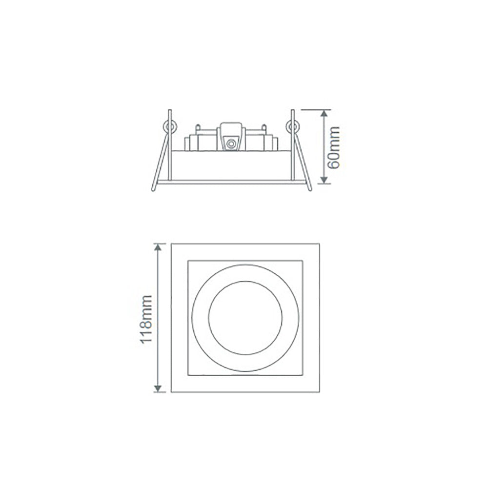Slotter Square Downlight Frame W118mm White Aluminium - 70002