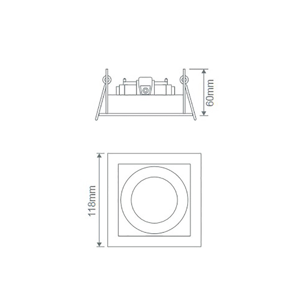 Buy Downlight Frames Australia Slotter Square Downlight Frame W118mm Silver Aluminium - 70001